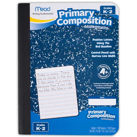 It typically has breakout space for a picture and dotted lines to guide the user&x27;s writing. . Primary composition notebook